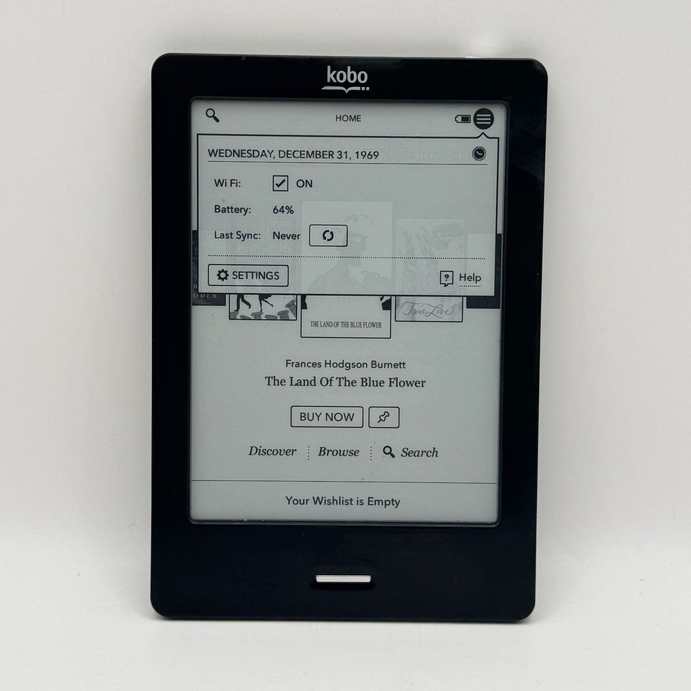 Kobo Touch N905 6in eReader Black with Lighted Folio Case Wi-Fi Touchscreen